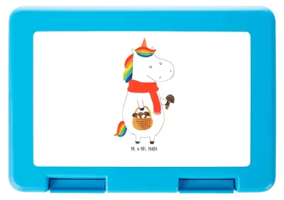 Produktbild von Mr. & Mrs. Panda Snackbox Einhorn Pilz - Weiß - Geschenk, Vesperbox, Liebeskummer, Einhörner, Spruch, Pilze, Lunchbox, Unicorn, Brotzeitbox, Bentobox, Bento Box