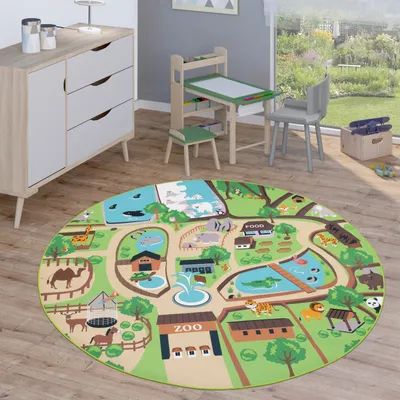 Immagine prodotto di Tappeto per bambini Tappeto rotondo Tappeto da gioco per cameretta Tappeto moderno Dimensioni 160 cm Rotondo