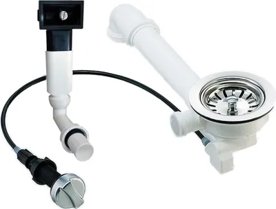 Produktbild von Küchenspülen Ablauf-Set - Drehexcenter 3 1/2 Zoll / 114 mm, Siebkorbventil, Raumsparbogen und rechteckiger Überlauf für Edelstahl-Spülen von Blanco Rieber Teka