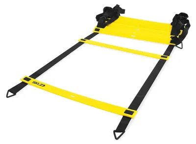 Productafbeelding van Coördinatieladder agility ladder behendigheidsladder - 11 sporten - 38 cm - Geel en zwart - Voor training en sport