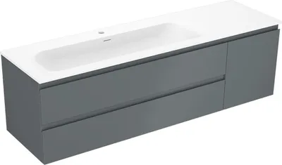 Immagine prodotto di Mexen Orio mobile bagno 160 cm con lavabo Vela sinistro, 2S, 1D, grafite opaco/bianco opaco - 91A13-16047-3-BBFFF66-W23L01