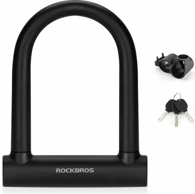 Produktbild von ROCKBROS Fahrrad U-Fahrradschloss mit Halterung Stahl Kabelschloss Bügelschloss