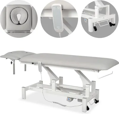 Produktbild von Habys Fortis 4 Ergo | Elektrische Behandlungsliege Therapieliege Massageliege | 4-Segmente | Handfernbedienung Hellgrau-Weiß  | 192 x 68 cm