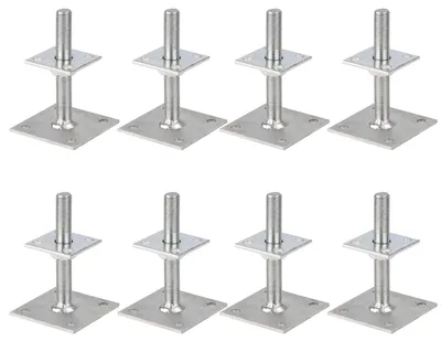 Produktbild von Alberts 8 x I-Pfostenträger, höhenverstellbar 30 - 150 mm, Platte 70 x 70 mm, galvanisch verzinkt, dickschichtpassiviert, zum Aufschrauben
