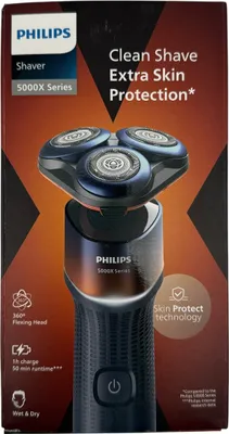 Produktbild von Philips Shaver Series 5000X, Elektrorasierer für Nass- und Trockenrasur, Skin Protect Technologie, flexibler 360-Grad-Scherkopf, Aufladen in 1 Std./5 Min Schnellladung (Modell X5012/00)