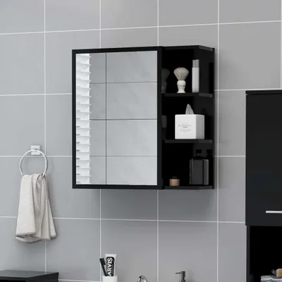 Produktbild von ZMH Bad-Spiegelschrank Schwarz 62,5x20,5x64 cm Holzwerkstoff