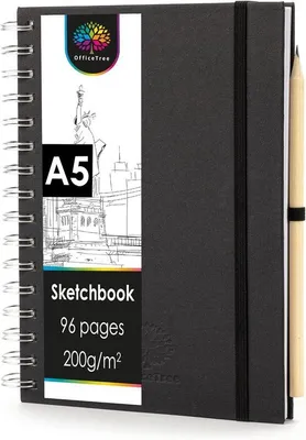 Productafbeelding van Famanu A5 schetsboek met spiraalbinding en 200g papier - Ideaal voor kunstenaars