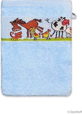 Produktbild von Dyckhoff Kinder Baby Frottee Handtuch Badetuch Bauernhof blau 16 x 21 cm Waschhandschuh
