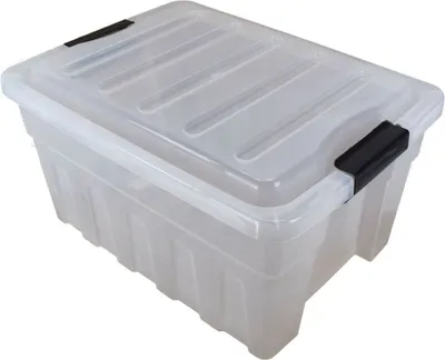 Produktbild von Aufbewahrungsbox 32L 46x35x25cm aus Kunststoff Transparent mit Deckel Stapelbox