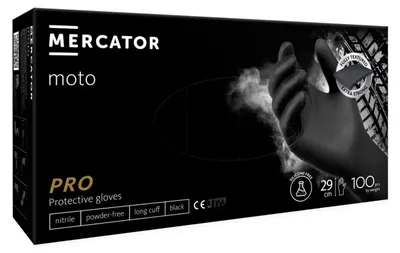 Image de Gants en nitrile Mercator MOTO BLACK, taille L, boîte de 100.
