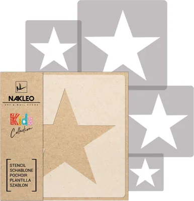 Produktbild von Schablonen Malen für Kinder, 5 Stück Set 9x9 cm bis 34x34 cm Stern Star, Wiederverwendbare Kunststoff für Kinderzimmer Malvorlage Raumdekoration