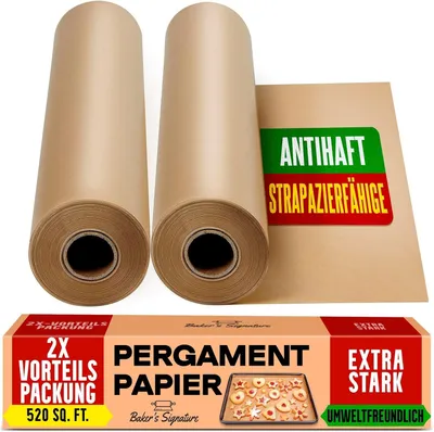 Immagine prodotto di Carta da forno non trattata per la cottura - confezione da 2, rotolo di carta da forno da 38 cm x 64 m