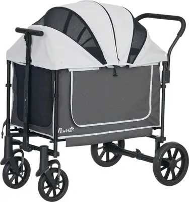 Obrázek produktu pro Skládací kočárek pro psy a kočky do 30 kg 110 x 65 x 102 cm tmavě šedá