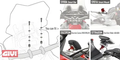 Image de Kit de montage GiVi pour support de barre S900A ou support universel S901A