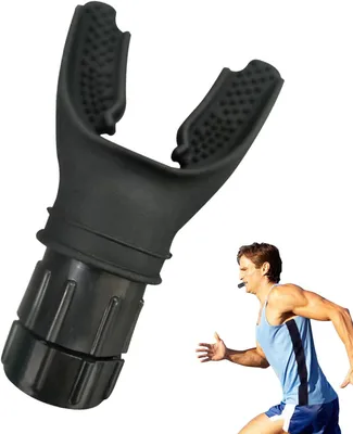 Produktbild von Lungentrainer, Sport-Atemtrainer, Silikon-Hypoxie-Trainingsgerät, Ausdauertraining, tragbares Atemgerät, Fitness-Trainer für Männer, 5 x 10 cm(Schwarz)