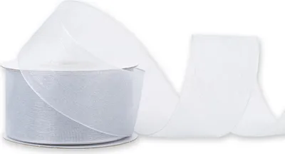 Produktbild von Organzaband 38mm x 25m Rolle Silber / Grau