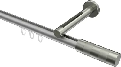 Produktbild von Interdeco Innenlaufstange / Gardinenstange mit Innenlauf Silbergrau / Edelstahl-Optik, Typ Siteno Mavell (Zylinder Bicolor), 20 mm Ø 1-läufig, 520 cm
