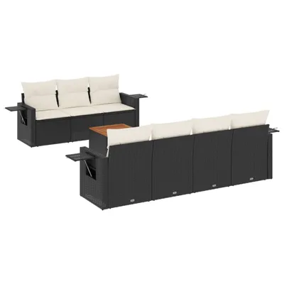 Produktbild von vidaXL 8-tlg. Garten-Sofagarnitur mit Kissen Schwarz Poly Rattan