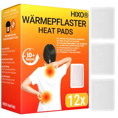 Produktbild von HIXO 12x Wärmepflaster Wärmepads bei Rückenschmerzen - Unterstützung bei Schmerzen und Verspannungen