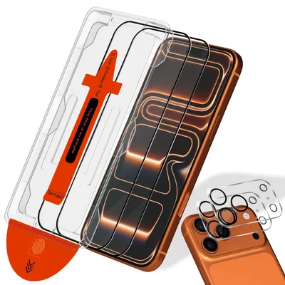 Produktbild von 2-Pack iPhone 17 Pro Displayschutzfolie & 2-Pack Kameraschutz - Gehärtetes Glas | [Automatische Installation] - Blasenfrei