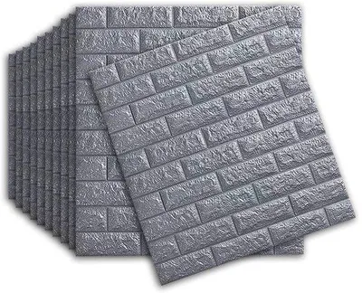 Zdjęcie produktu dla Ibenzoa® srebrnoszare, samoprzylepne, 3D panele ścienne imitujące cegłę, wykonane z pianki PE o grubości 2,5 mm, o wymiarach 77×70 cm, zestaw 10 sztuk, do łazienki/salonu/kuchni