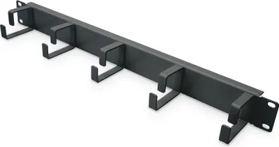Produktbild von Rangierpanel für Netzwerk- und Serverschränke (schwarz, 5 Ringe, 1HE)