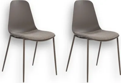 Produktbild von 2-er Set Esszimmerstühle BORETA Braun – gepolsterter Sitz, Metallgestell, modernes Design