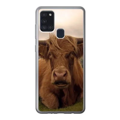 Produktbild von MuchoWow® Handyhülle Schutzhülle Hülle für Samsung Galaxy A21s Schottischer Highlander - Tiere - Berg Silikon Softcase Handy Hülle - Hartschale