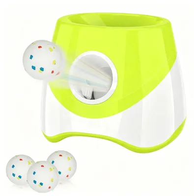 Image de Lanceur de balles de tennis automatique pour chiens - jouet interactif pour lancer des balles - rechargeable par USB - pour chiens de taille moyenne et grande - avec 3 balles - Vert, modèle A