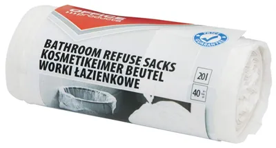 Zdjęcie produktu dla Worki na śmieci - 20 l - 40 sztuk - Białe - Do łazienki