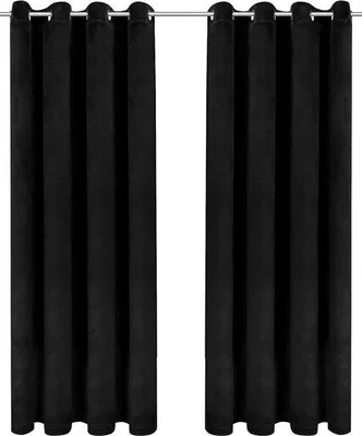 Immagine prodotto di Tende oscuranti Unyqoos® – set da 2 pezzi, con proprietà termiche e acustiche, in pile di poliestere, colore nero, altezza 244 cm x larghezza 137 cm, 6 occhielli metallici per tenda, 280 g/m²