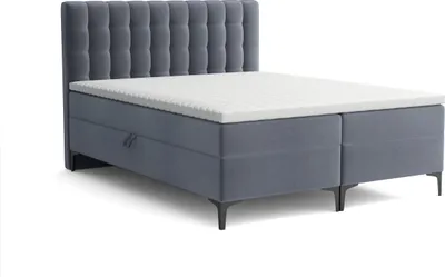 Produktbild von Emoebel24 Boxspringbett mit Topper und 2 Bettkasten, Polsterbett, Doppelbett 160x200 cm Bett Lunel Grau