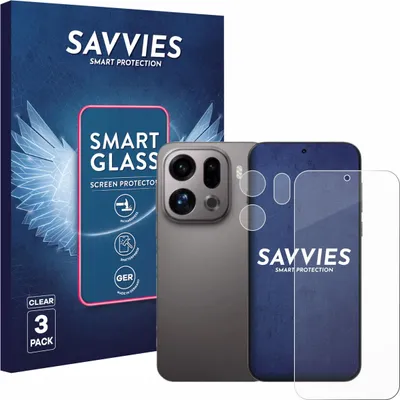 Produktbild von 3x Savvies Schutzglas Folie für Oppo Find X9 (Display+Kamera) 9H Panzer Schutzfolie Glas Displayschutz klar transparent