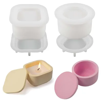 Immagine prodotto di Set da 2: stampi in silicone, portacandele e contenitore con coperchio