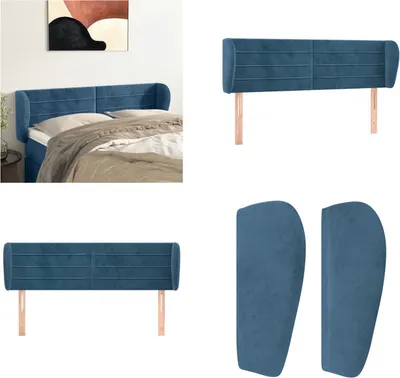 Imagen del producto de vidaXL Cabecero con orejas, color azul oscuro, 147 x 23 x 78/88 cm, terciopelo