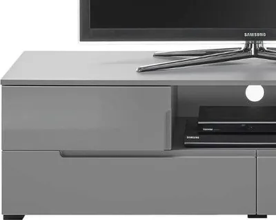 Immagine prodotto di Mobile TV Seta con 4 cassetti e vano a giorno - grigio lucido