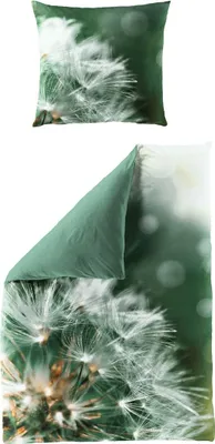 Produktbild von JACK by Bierbaum Mako Satin Bettwäsche 135x200cm Digitaldruck 2 tlg. Pusteblume Grün Olive