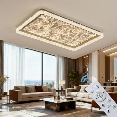 Produktbild von LED Deckenleuchte dimmbar mit Fernbedienung, stufenlos 3000–7000 K, energiesparend & langlebig, modernes Design in Schwarz oder Weiß, ideal für Wohnzimmer, Schlafzimmer & Küche (251-CFX-BL)