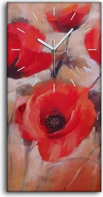 Produktbild von Wandbild Leinwand Bilder Wanduhr 30x60 Gemälde Blumen Mohnblumen Kunst - weiße Hände