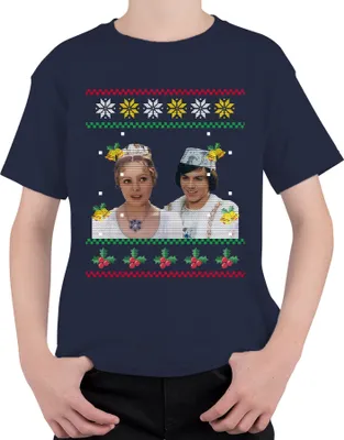 Produktbild von Drei Haselnüsse für Aschenbrödel - Ugly Christmas Sweater Weihnachten Uni Kinder T-Shirt, Navy, 128