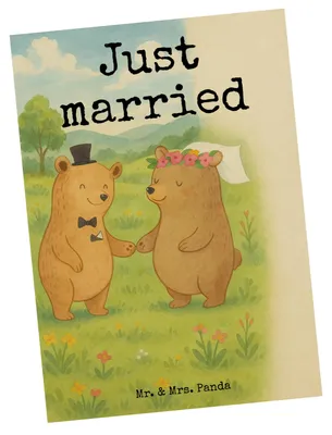 Produktbild von Mr. & Mrs. Panda Postkarte Bären Heirat Design - Weiß - Geschenk, Hochzeit, Zur, Grußkarte, Hochzeitskarte, Postkarten, Hochzeitsgeschenk, Ansichtskarten, Motivkarte