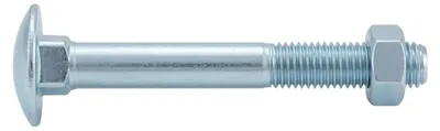 Produktbild von DIN 603 Flachrundschraube M10x75 Stahl 4.6 galvanisch verzinkt m. Vierkantansatz u. Mutter 100 Stk