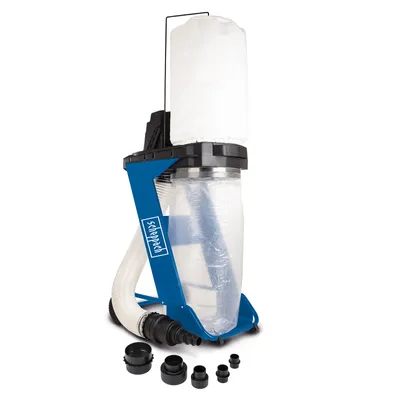 Produktbild von Scheppach DC500 Absauganlage mit 4 tlg. Adapterset | 550W Leistung | 75L Auffangsack | Absaugstutzen Ø 100mm | Luftleistung 1150 m3/h | 2m Schlauch