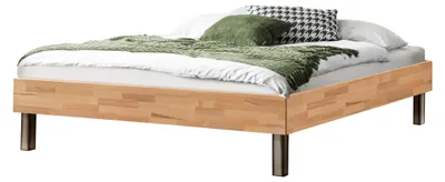 Produktbild von Hasena Bett Senza Bergamo Kernbuche massiv mit Iron-Füßen 100x200 cm, Komforthöhe 25 cm