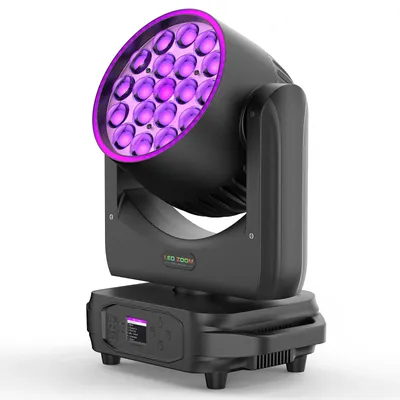 Obrázek produktu pro RGBW LED pohyblivá reflektor – osvětlení pro jeviště – 19 × 15 W – 220 W – světelný panel – efekt ostření a barev – DMX