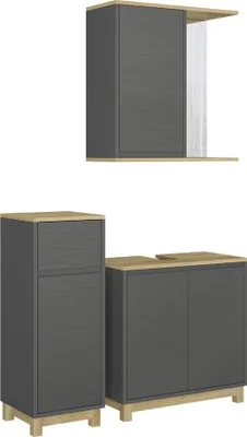 Obrázek produktu pro Koupelnový nábytek Vicco Livia Antracit/dub 3 kusy, s midi skříní, Model 51813