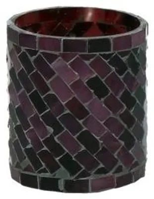 Produktbild von Pomax Alhambra Teelichthalter aus Mosaikglas, Aubergine, Ø 7 x H 8 cm