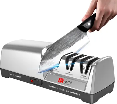 Zdjęcie produktu dla TAIDEA TG2302 Elektryczna ostrzałka do noży 15 i 20 stopni, 3-stopniowy system, ostrzałka do noży kuchennych ze stali nierdzewnej z funkcją szybkiego ostrzenia i polerowania