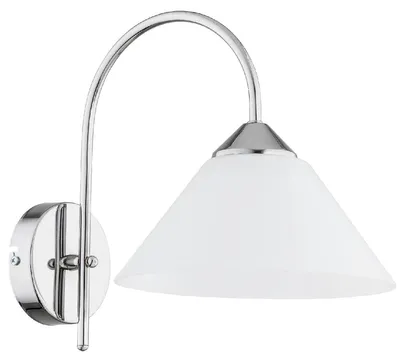 Imagen del producto de Aplique de pared cónico TAPER, cromado, blanco, 1xE27, 15W, metal, dimensiones: 28x22x32cm, IP20, marca Alfa
