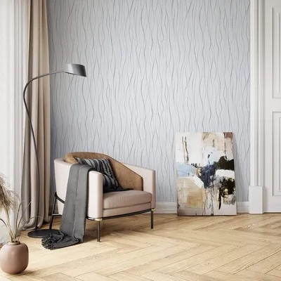 Produktbild von NEWROOM Tapete Grau Vliestapete Leicht Glänzend - Streifentapete Landhaus Silber  Streifen Linien  Modern
